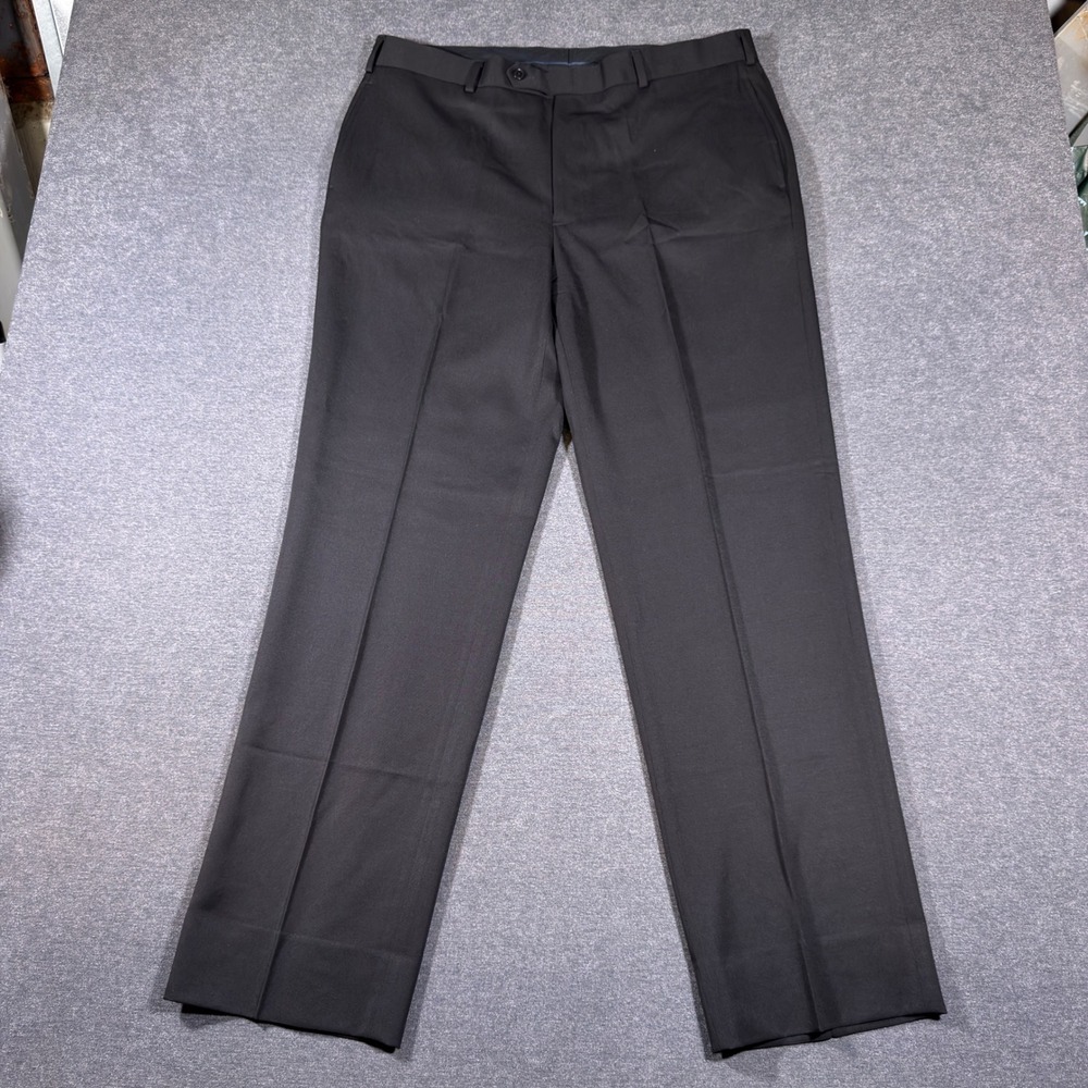 Brooks Brothers Dress Pants Mens 37x32 Black Madison Fit Wool Flat Front Trouser